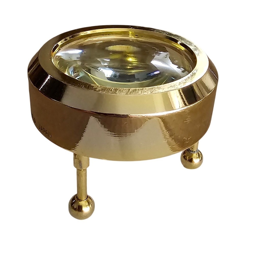 Tasco 9612 G Tripod Desk Magnifier 24K Gold Plated Japan Glass Lens Vintage